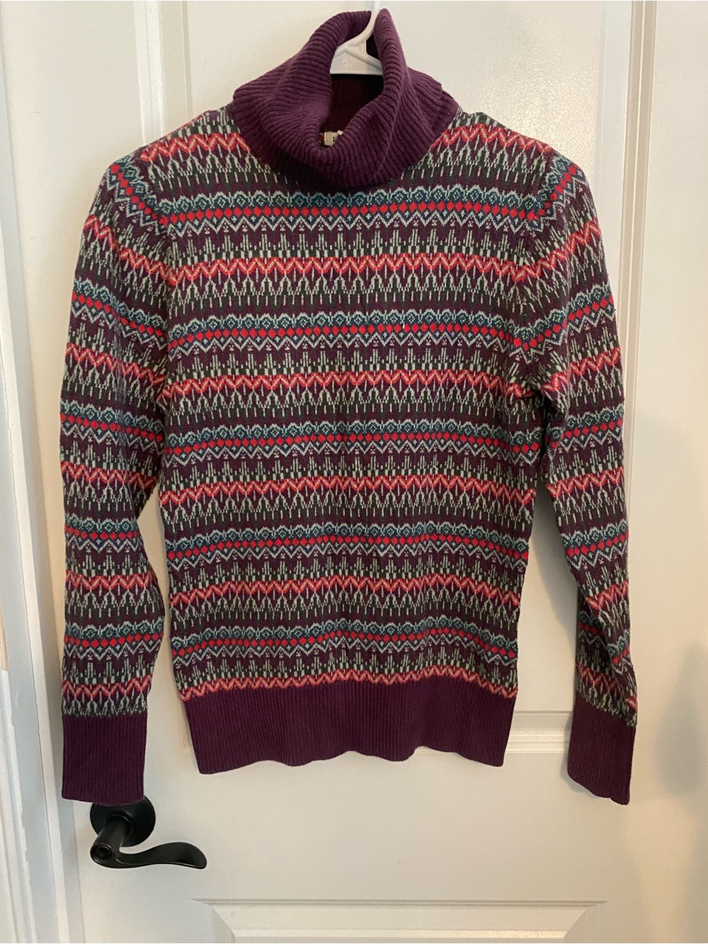 LL Bean Turtleneck Fair Isle Cotton Cashmere Sweater